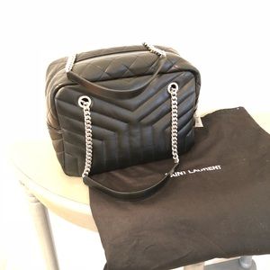 YSL loulou Y monogram medium bowler black leather.